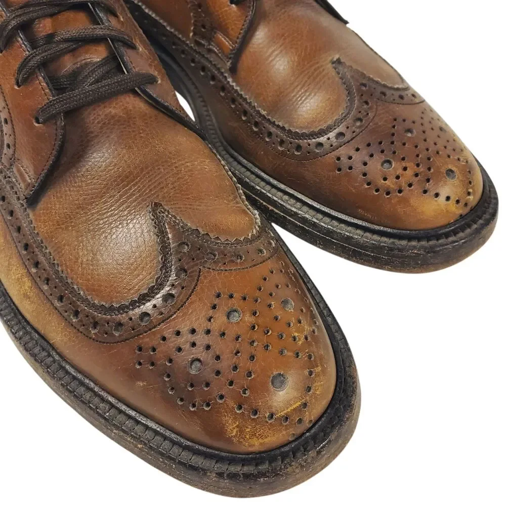 Vintage NUNN BUSH Shoes Mens Size 10 Brown Leather Oxford Wingtip Brogue Casual